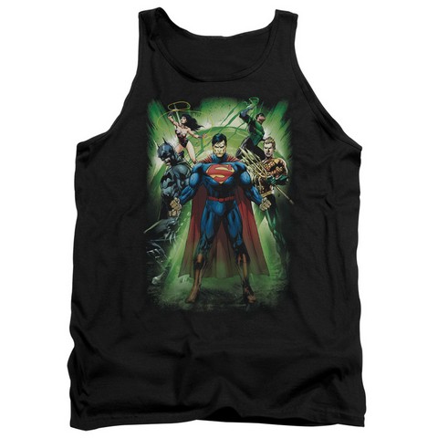 Jla-Power Burst Adult Tank Top- Black - 2X