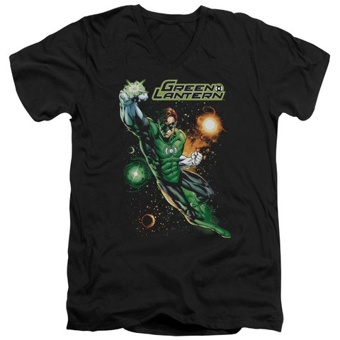 Jla-Galactic Guardian Short Sleeve Adult V-Neck 30-1 Tee- Black - Medium