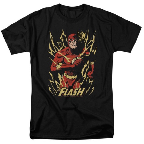 Jla-Flash Flare Short Sleeve Adult 18-1 Tee- Black - Large