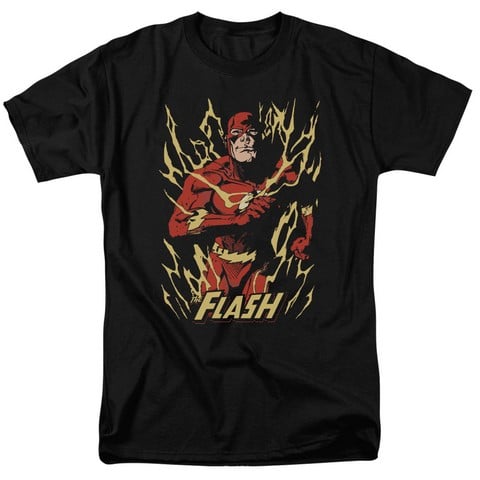 Jla-Flash Flare Short Sleeve Adult 18-1 Tee- Black - 4X