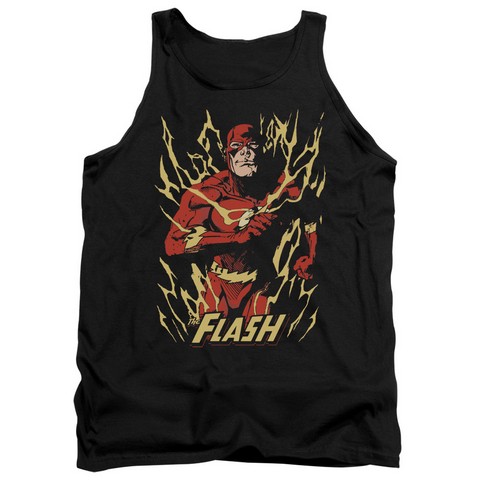 Jla-Flash Flare Adult Tank Top- Black - 2X