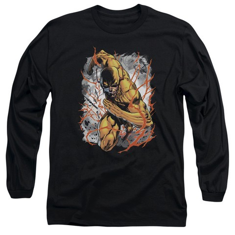 Jla-Reversed Long Sleeve Adult 18-1 Tee- Black - 2X