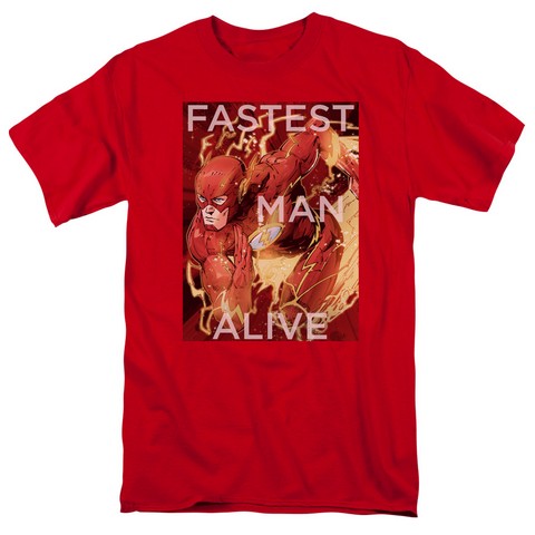 Jla-Fastest Man Alive Short Sleeve Adult 18-1 Tee- Red - Medium