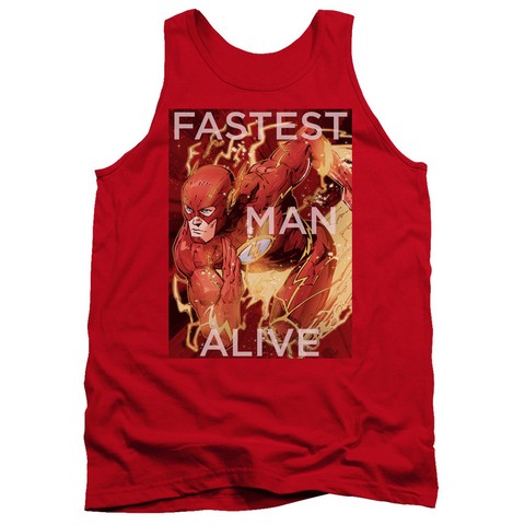 Jla-Fastest Man Alive Adult Tank Top- Red - Medium