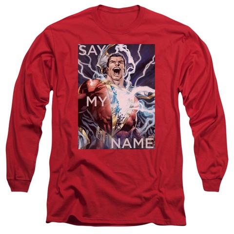 Jla-Say My Name Long Sleeve Adult 18-1 Tee- Red - Medium