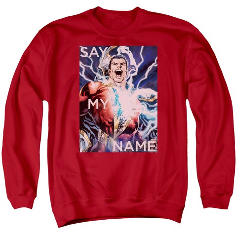 Jla-Say My Name Adult Crew Sweat Tee- Red - Small