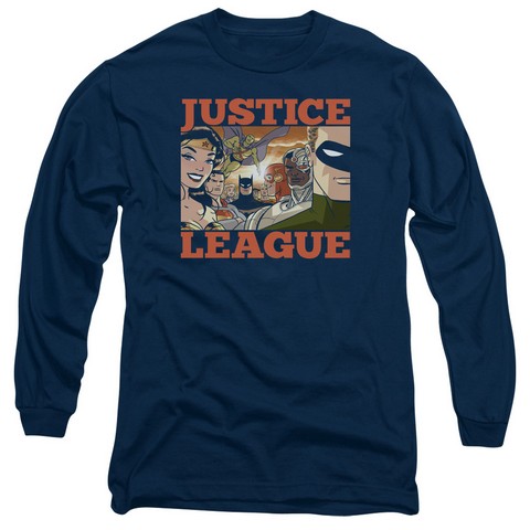 Jla-New Dawn Group Long Sleeve Adult 18-1 Tee- Navy - Medium