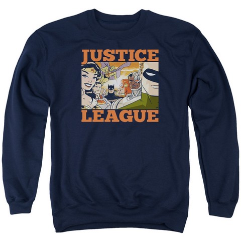 Jla-New Dawn Group Adult Crew Sweat Tee - Navy - Medium