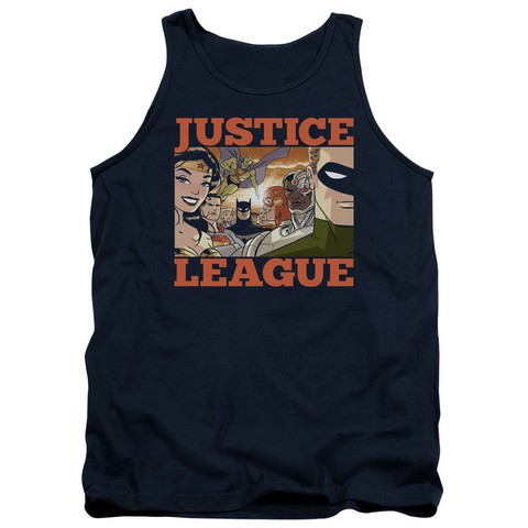 Jla-New Dawn Group Adult Tank Top- Navy - Large