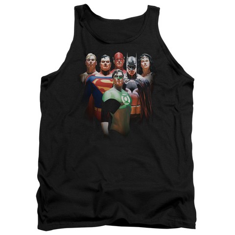Jla-Roll Call Adult Tank Top- Black - Medium