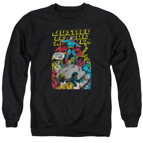 Jla-Ultimate Scarifice Adult Crew Sweat Tee- Black - Medium