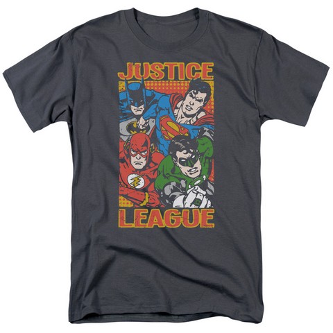 Jla-Hero Mashup Short Sleeve Adult 18-1 Tee- Charcoal - Medium