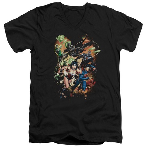 Jla-Battle Ready Short Sleeve Adult V-Neck 30-1 Tee- Black - Medium