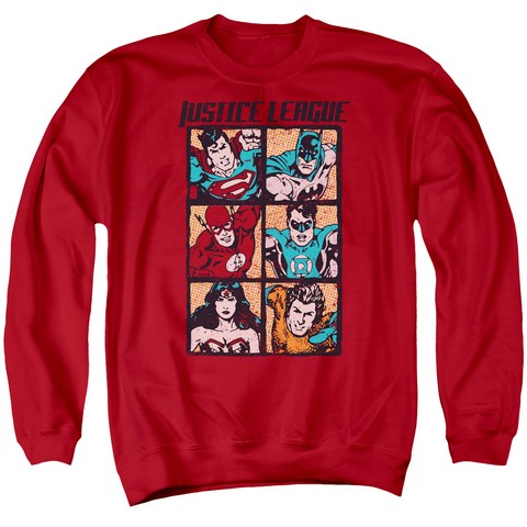 Jla-Rough Panels Adult Crew Sweat Tee- Red - 3X
