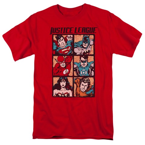 Jla-Rough Panels Short Sleeve Adult 18-1 Tee- Red - Small