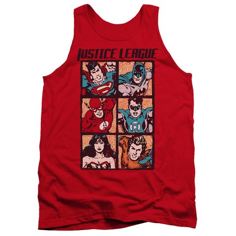 Jla-Rough Panels Adult Tank Top- Red - Small