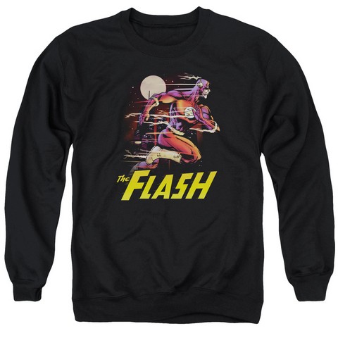 Jla-City Run Adult Crew Sweat Tee- Black - Large