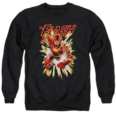 Jla-Flash Glow Adult Crew Sweat Tee- Black - 2X