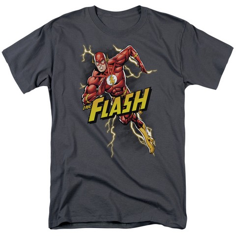 Jla-Bolt Run Short Sleeve Adult 18-1 Tee- Charcoal - Medium