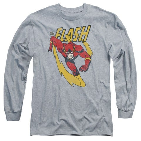 Jla-Lightning Trail Long Sleeve Adult 18-1 Tee- Athletic Heather - Medium