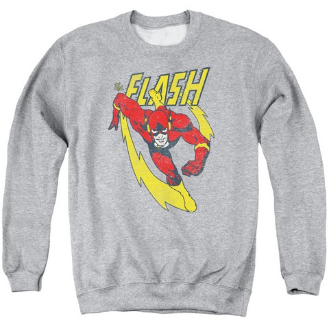 Jla-Lightning Trail Adult Crew Sweat Tee- Athletic Heather - Small