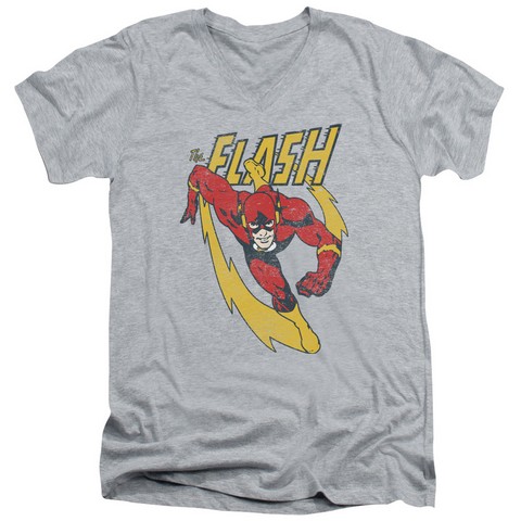 Jla-Lightning Trail Short Sleeve Adult V-Neck 30-1 Tee- Athletic Heather - Medium