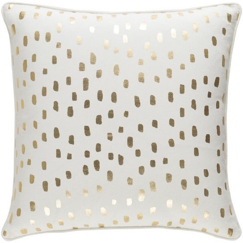 GLYP7075-1818D Glyph Dalmatian Dot Throw Pillow Cover & Down Insert- White & Metallic Gold
