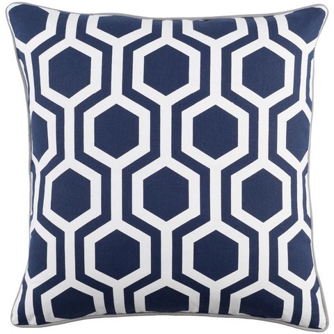 INGA7010-1818 Inga Thea Throw Pillow Cover- Navy & White
