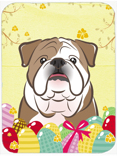 Picture of Carolines Treasures BB1901LCB English Bulldog Easter Egg Hunt Glass Cutting Board- Large