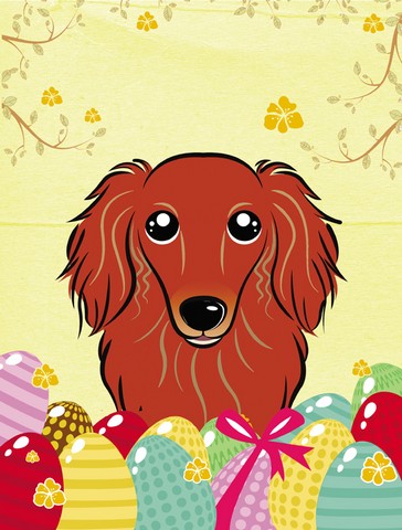 Longhair Red Dachshund Easter Egg Hunt Flag Garden
