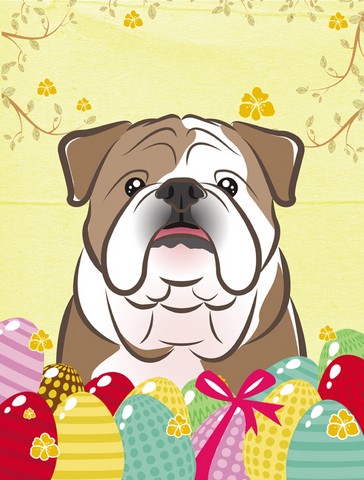 English Bulldog Easter Egg Hunt Flag Garden