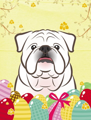 White English Bulldog Easter Egg Hunt Flag Garden