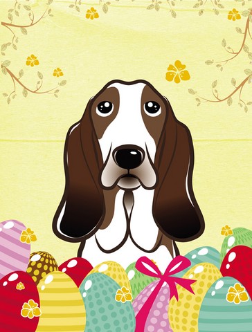 Basset Hound Easter Egg Hunt Flag Garden