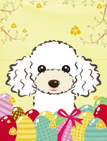 White Poodle Easter Egg Hunt Flag Garden