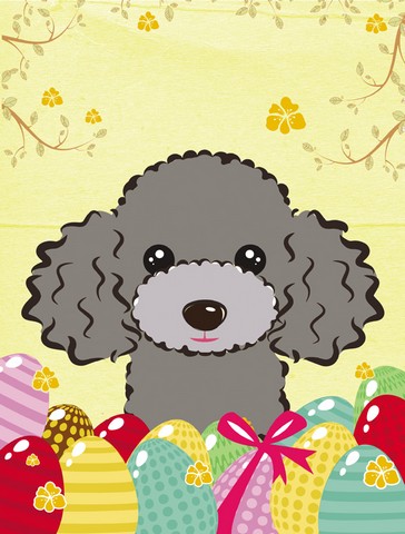 Silver Gray Poodle Easter Egg Hunt Flag Garden
