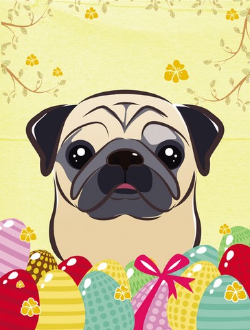 Fawn Pug Easter Egg Hunt Flag Garden