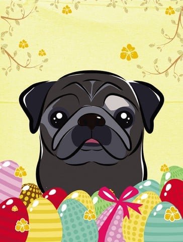 Black Pug Easter Egg Hunt Flag Garden