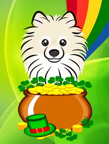 Pomeranian St. Patricks Day Flag Garden