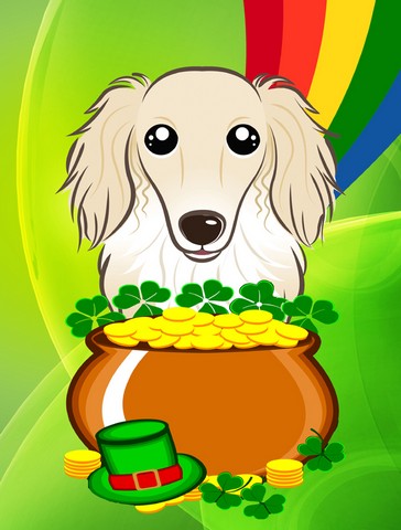 Longhair Creme Dachshund St. Patricks Day Flag Garden