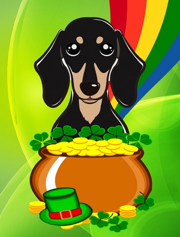 Smooth Black and Tan Dachshund St. Patricks Day Flag Garden