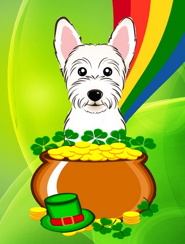 Westie St. Patricks Day Flag Garden