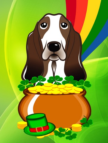 Basset Hound St. Patricks Day Flag Garden