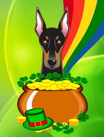 Doberman St. Patricks Day Flag Garden