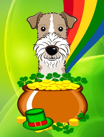 Wire Haired Fox Terrier St. Patricks Day Flag Garden