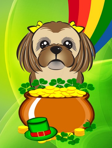 Chocolate Brown Shih Tzu St. Patricks Day Flag Garden