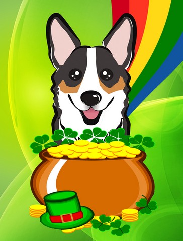 BB1999GF Tricolor Corgi St. Patricks Day Flag Garden