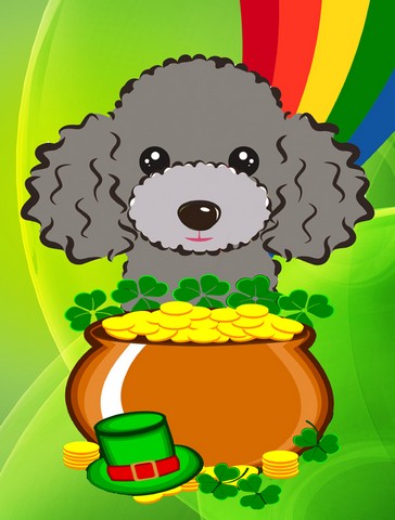 Silver Gray Poodle St. Patricks Day Flag Garden