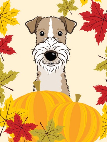 Wire Haired Fox Terrier Thanksgiving Flag Garden