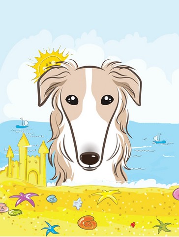 Borzoi Summer Beach Canvas House Flag