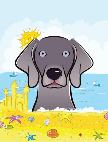 Weimaraner Summer Beach Canvas House Flag